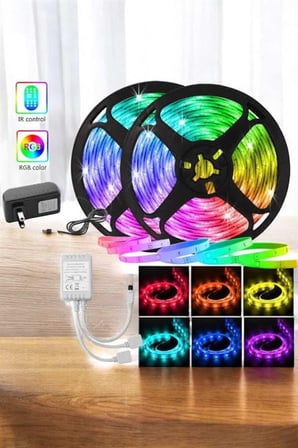Metre Şerit Led RGB Işıklı Kumandalı Güç Adaptörü Her Ortama Uygun