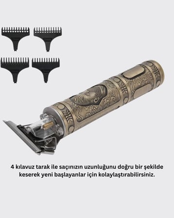 Kılavuz Taraklı Profesyonel Saç ve Sakal Kesme Makinesi