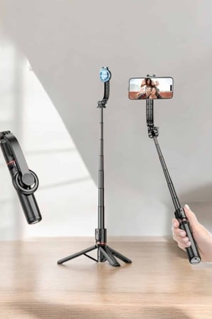 Kumandalı Tripod Telefon Tutucu Selfie Çubuğu  Derece Dönebilen