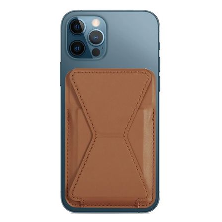 ALLY İPhone 15-14- 13-12'ler İçin Standlı Deri Cüzdan Magsafe Kartlık Cüzdan Kılıf-(5775)