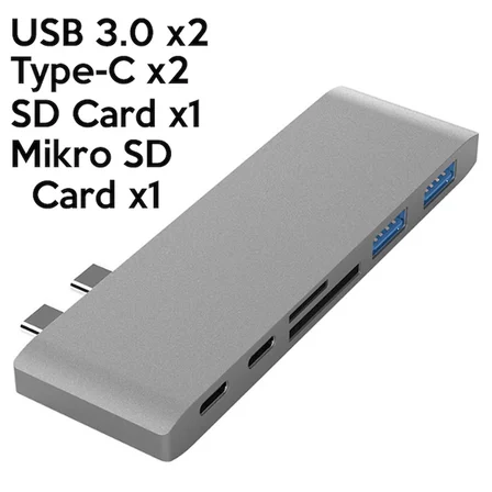 Ally  İn Usb-C Hub Daul  USB . Type-C Şarj Kart Reader Çoğaltıcı Hub-()