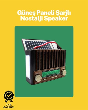 KTF- Solar Panel Destekli Şarjlı Bluetooth Hoparlör – FM/AM/SW Radyo AUX ve TF Kart Girişli