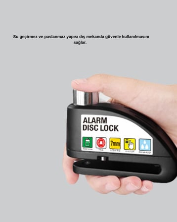 Titreşim Sensörlü Alarmlı Motosiklet Disk Kilidi mm Çelik Çift Kilitleme