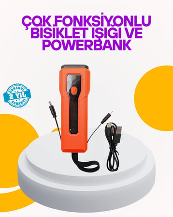 Su Geçirmez Bisiklet Işığı  mAh Powerbankli Ön Far