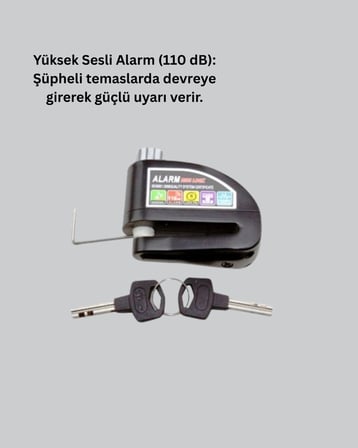 Alarm Disk Fren Kilidi Paslanmaz Çelik Motosiklet Scooter Bisiklet