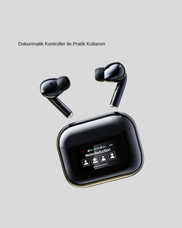 Aktif Gürültü Engelleme (ANC) Kablosuz Bluetooth Kulaklık – Dijital Ekranlı Dokunmatik ve Uzun Pil Ömürlü