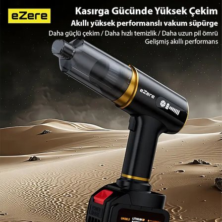 EZERE ST-C pa Güçlü Dijital Göstergeli Vakumlu Kablosuz Üflemeli Araç Süpürgesi-()