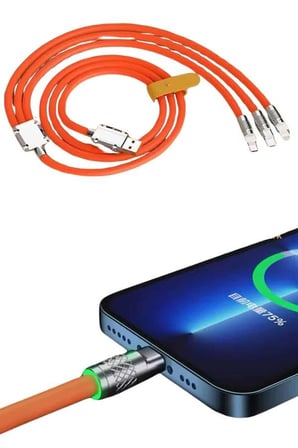 Çoklu Şarj Kablosu USB Type-C İOS Uyumlu W Hızlı Şarj Kablosu
