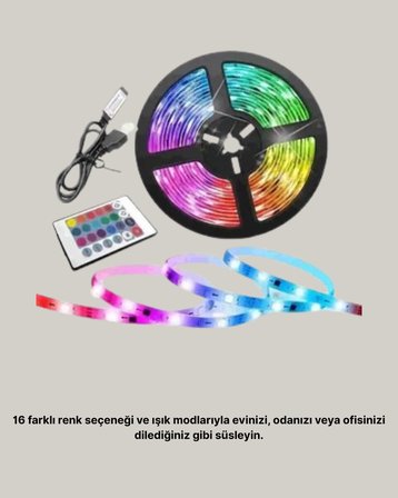 Uzaktan Kumandalı RGB Smart Şerit LED Işık Esnek ve Taşınabilir Dekorasyon