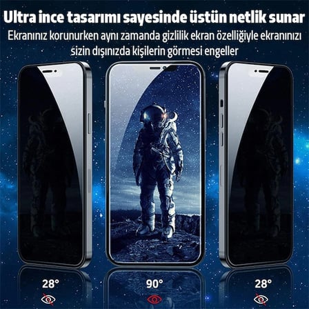 İPhone 12 Mini Privacy Gizli Hayalet Tempered Cam Ekran Koruyucu-(5775)