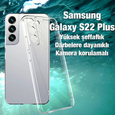 Ally SM Galaxy S22 Plus Kılıf Kamera Korumalı Ultra İnce Şeffaf Silikon Kılıf-(5775)