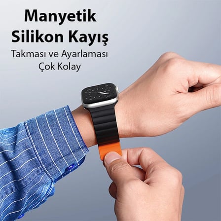 DUX DUCIS Apple Watch //MM için Manyetik Zincir Versiyon PU Deri Kayış Kordon-()