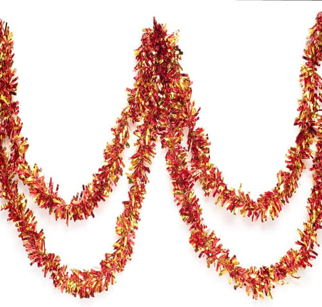 Kırmızı Altın Renk 4 cm Genişlik Garland Çift Renk Sim Süs 180 cm (5372)
