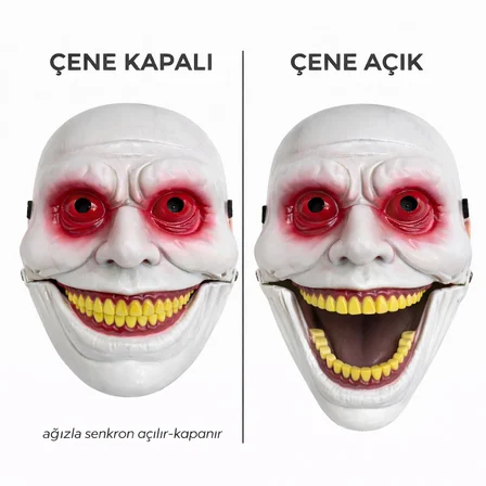 Hareketli Çene Mekanizmalı Korku Maskesi Kırmızı (5372)