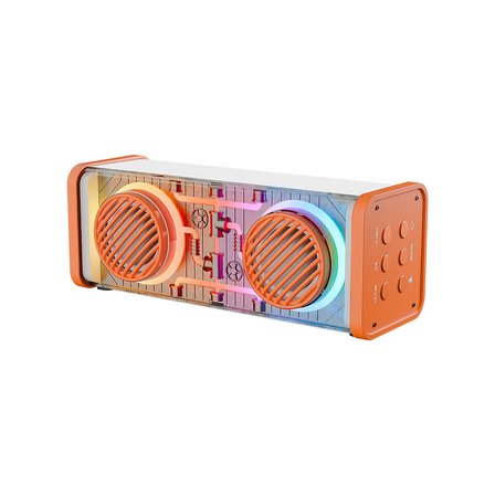 TURUNCU-BEYAZ KABLOSUZ HOPARLÖR - SPEAKER TAŞINABİLİR MP3 IŞIKLI USB ŞARJLI BT - AUX - TES 10 MT MENZİL 1200mAH PİL - 10W (5372)