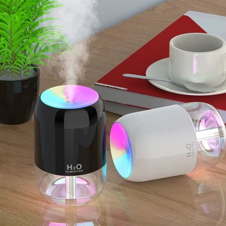H2O Model Şeffaf Hazneli Hava Nemlendirici-Ultrasonik Soğuk Buhar Makinesi, LED Işıklı Masaüstü Oda Nemlendirici (5372)