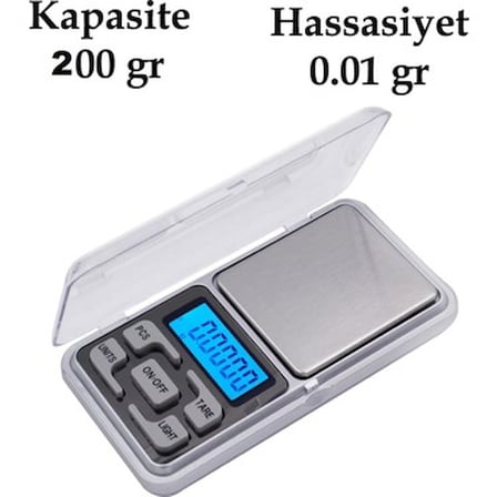Dijital Hassas Elektronik Kuyumcu Cep Terazisi Tartı 200 gr 0.01 gr (5372)