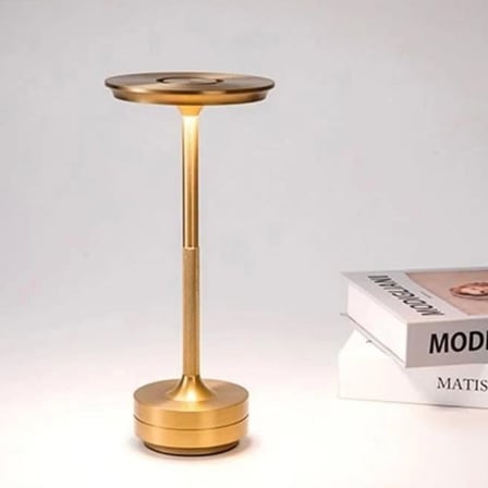 Eskitme Gold Kasa Dokunmatik Şarjlı Masa Lambası – 3 Renk Işık Modlu, LED Aydınlatmalı, Modern &amp;amp; Dekoratif Abajur (5372)