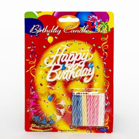 Rengarenk Mumlu Beyaz Happy Birthday Yazılı Doğum Günü Mumu 12 Adet (5372)