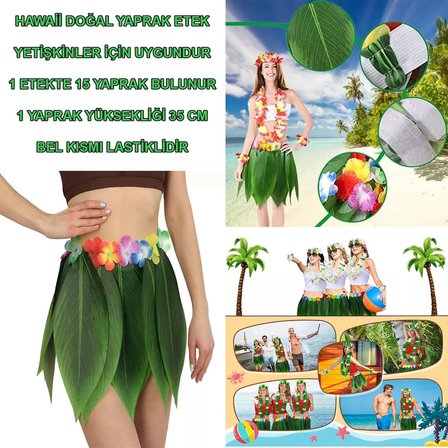 Tropikal Esintili Hawaii Yapraklı Parti Eteği Yetişkin Boy (5372)
