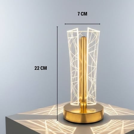 İki Yandan Kavisli Silindirik Geometrik Çizgi Model Kristal LED Masa Lambası – Dokunmatik, 3 Renk Işık Modlu, Şarjlı Dekoratif Gece Lambası (5372)