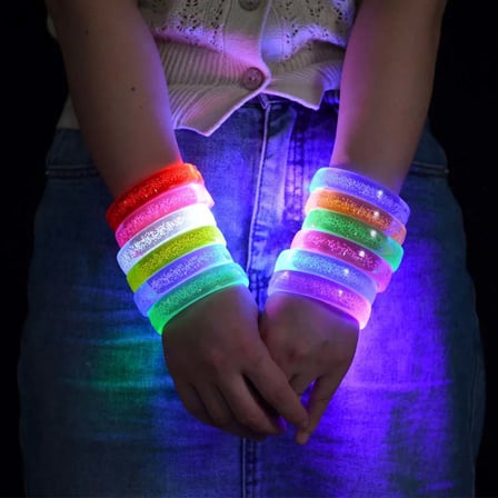 Turuncu Led Işıklı Baskı Yapılabilen Pilli Bileklik Bilezik 1,5 cm Genişlik (5372)