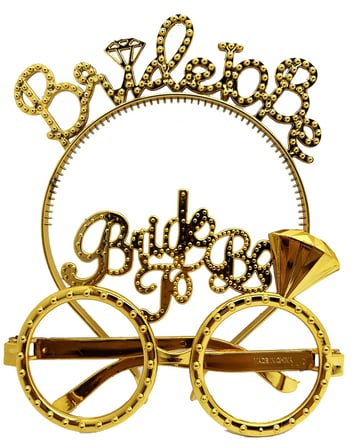 Bride To Be Yazılı Taç ve Bride To Be Yazılı Gözlük Seti Altın Renk (5372)