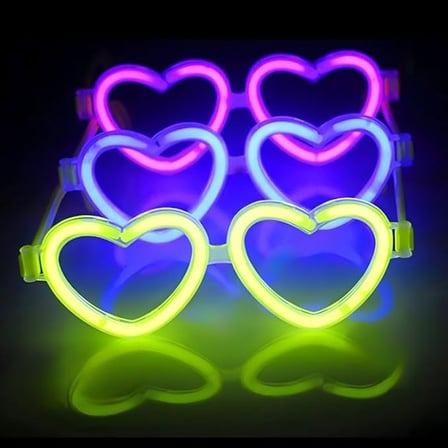 Glow Kalpli Fosforlu Gözlük 6’lı Renkli Set – Neon Parti (5372)