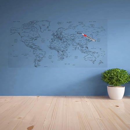 Yazılabilir Dünya Haritası Manyetik Duvar Stickerı 110 x 56 cm (5372)
