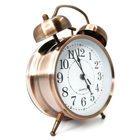 Nostaljik Çalar Saat – Retro Tasarım, Sessiz Akan Mekanizma, Yüksek Sesli Alarm, Masa ve Komodin İçin Dekoratif Saat (5372)