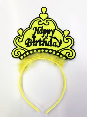 Happy Birthday Yazılı Neon Renk Taç 12 Adet (5372)