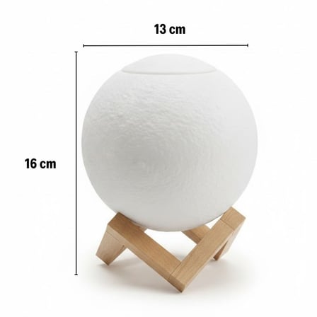 3D Ay Tasarımlı Su Yenilemeli USB Hava Nemlendiricisi – Dokunmatik, 3 Renk Işık Modlu (Gün Işığı / Beyaz / Sarı Işık) Gece Lambası (5372)