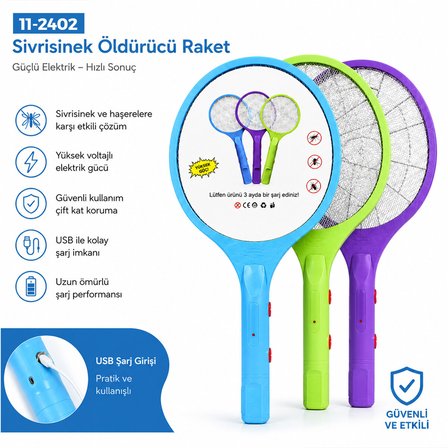 RENKLİ RAKET MODELİ ELEKTRONİK SİNEK ÖLDÜRÜCÜ CIZ MAKİNE HERHANGİ BİR RENK GÖNDERİLİR (5372)