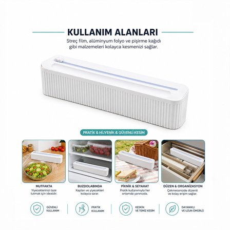 PLASTİK FOLYO - STREÇLİK FİLM KESİCİ 35CM PRATİK KESME APARATLI MANYETİK SABİTLEME (5372)