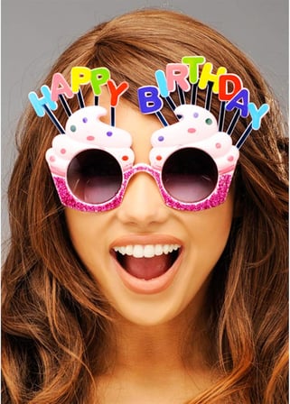 Happy Birthday Yazılı Pembe Fuşya Renk Parti Gözlüğü 12x7 cm (5372)
