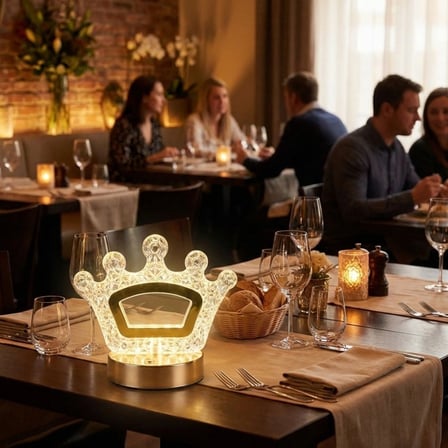 Kral Tacı Model Kristal LED Masa Lambası – Dokunmatik, 3 Renk Işık Modlu, Şarjlı Mini Dekoratif Gece Lambası (5372)