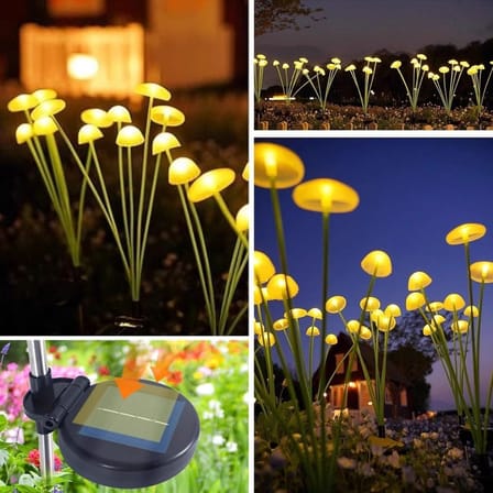 Adet Plastik Mantar Solar Bahçe Lambası – Güneş Enerjili LED Dış Mekan Aydınlatma, Otomatik Sensörlü Dekoratif Bahçe Işığı ()