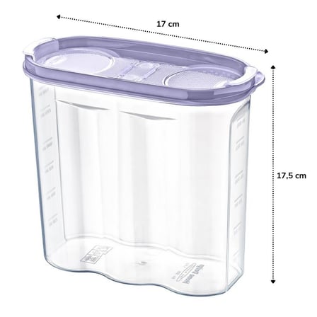 2 Kapaklı Ölçekli Erzak Kuru Gıda Saklama Kutusu Kabı - 1,7 Litre - SA935 (5372)