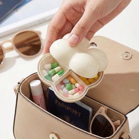 Kompakt Çiçek Model İlaç Kutusu – 7 Bölmeli Günlük ve Seyahat Tipi Mini Hap Düzenleyici (5372)