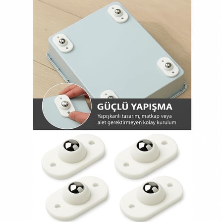 KARTELALI 4PCS TEK BİLYA TEKERLEKLİ MOBİLYA EŞYA TAŞIMA APARATI 360° 8KG TAŞIMA KAPASİTE (5372)