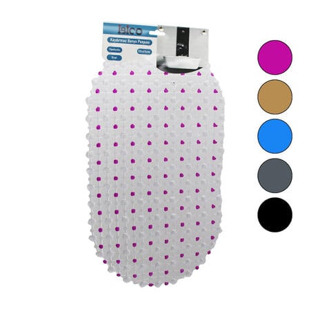 OVAL - EKO PVC +VANTUZ DESEN - ŞEFFAF RENKLİ 122PCS VANTUZ KAYDIRMAZ BANYO - KÜVET PASPAS 33X61CM (5372)