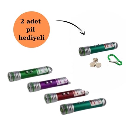 3 Fonksiyonlu Kırmızı Beyaz Işıklı Led Lazer Kedi Köpek Oyuncak Anahtarlık (5372)