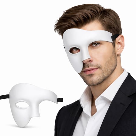 Beyaz Yarım Erkek Maske – Phantom Parti &amp;amp;amp; Balo Maskesi ()