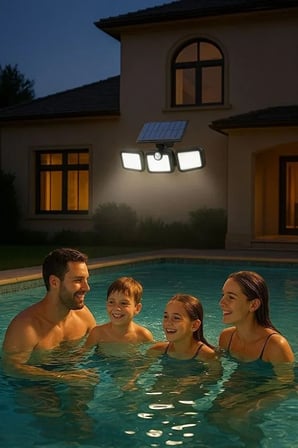 Üçlü Solar Led Projektör – Beyaz Işık – Sensörlü Dış Mekân Aydınlatma (5372)