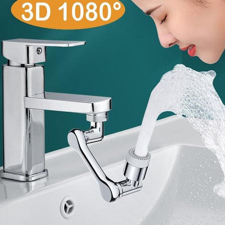 Musluk Başlığı 1080 Derece Dönebilen 2 Fonksiyonlu krom kaplama Musluk Ucu Filtresi (5372)