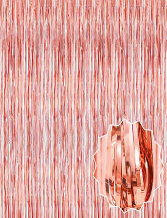 Rose Gold Püsküllü Kapı Perdesi - Parti, Bekarlığa Veda, Doğum Günü x m ()