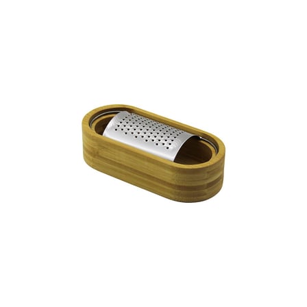 AHŞAP BAMBU HAZNELİ YATAY - OVAL METAL BOMBELİ MEYVE RENDESİ 7 X 15.5CM (5372)