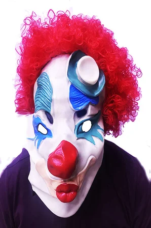 Kırmızı Renk Afro Bonus Peruklu Palyaço Lateks Et Maske ()