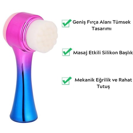 Çift İşlevli Renkli Cilt Yüz Temizleme Fırçası Peeling Masaj Etkili Gözenek Temizleyici Alet (5372)