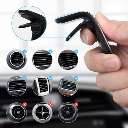 Havalanndırma Izgarasına Takılabilen Mandallı Mıknatıslı Oto Araç Içi Manyetik Telefon Tutucu (5372)